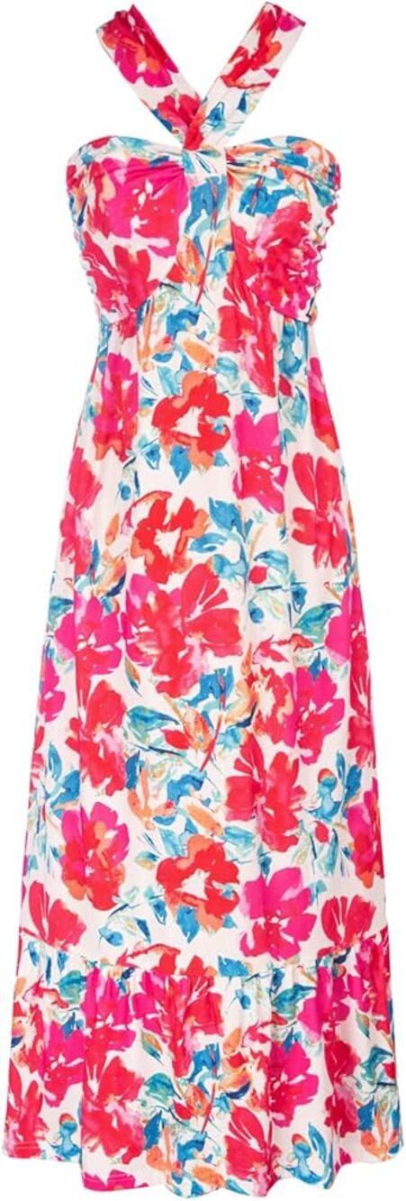 GRACE KARIN Women's Halter Floral Maxi Dress Size M In Multicolor